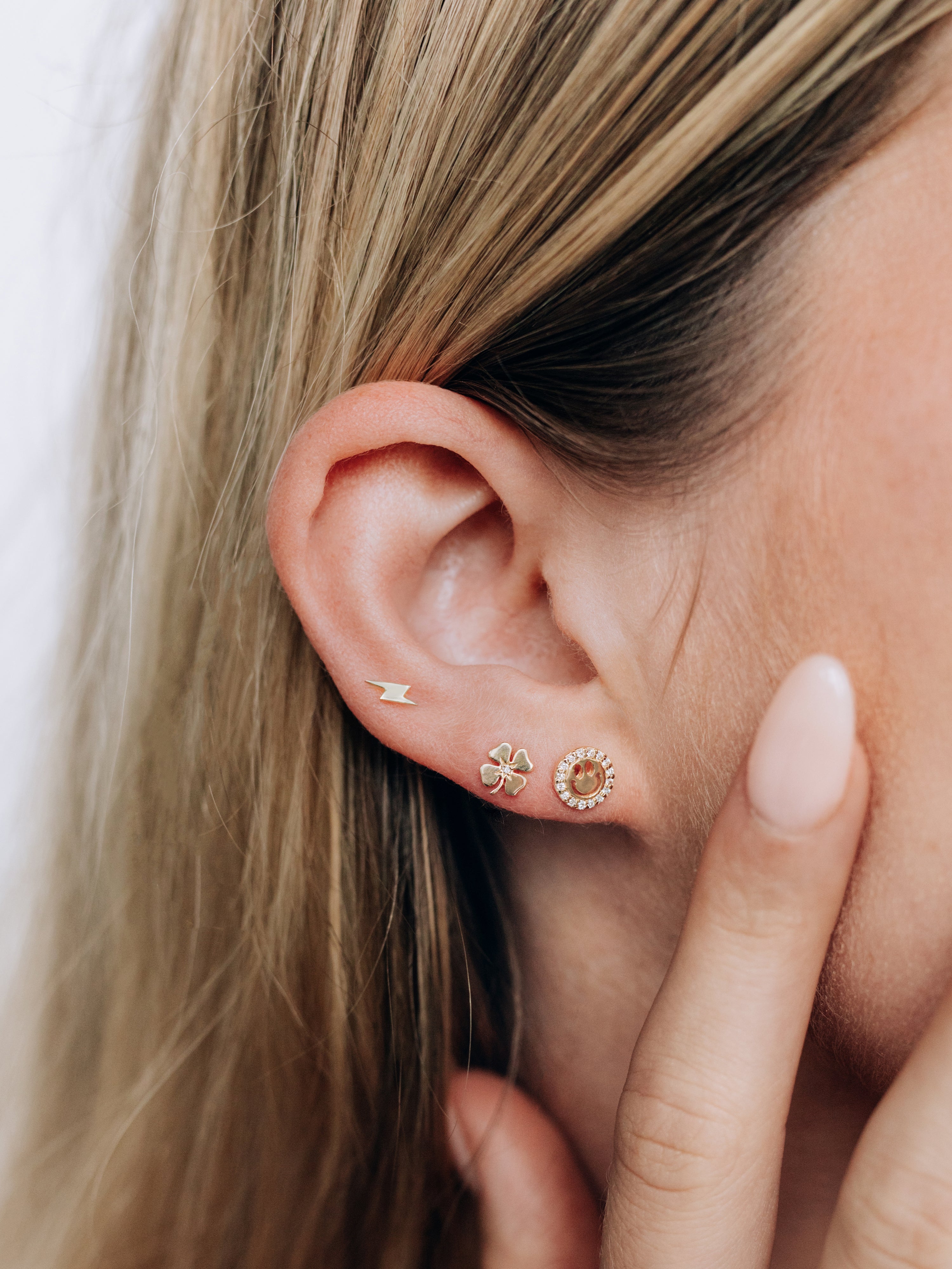 Jac+Jo Icon Diamond Pavé Happy Face Single Stud