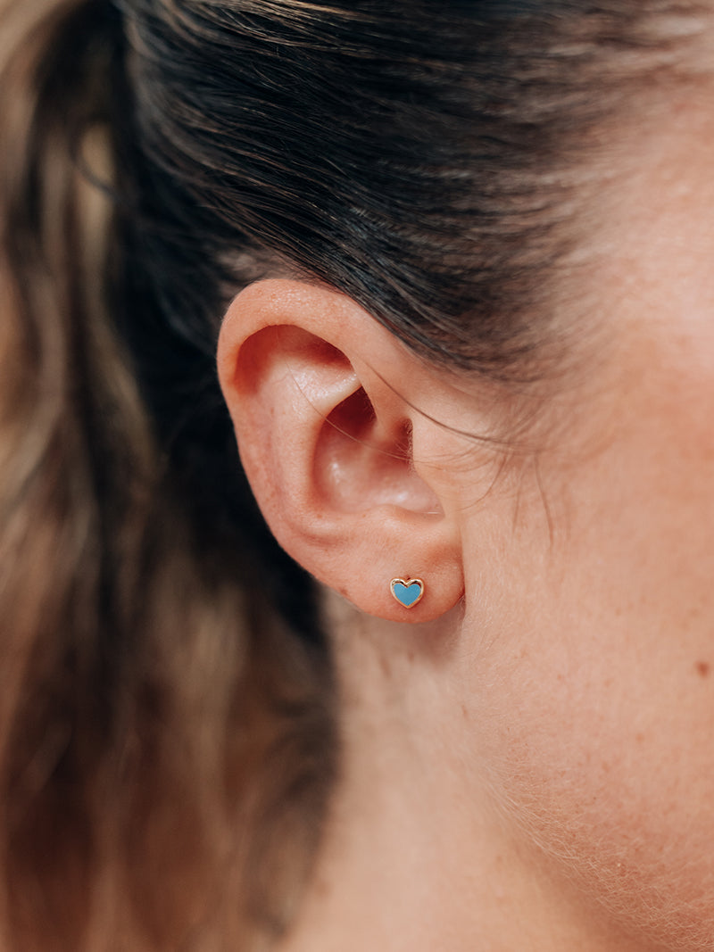 Jac + Jo Clous d’Oreilles Icône Cœur en émail