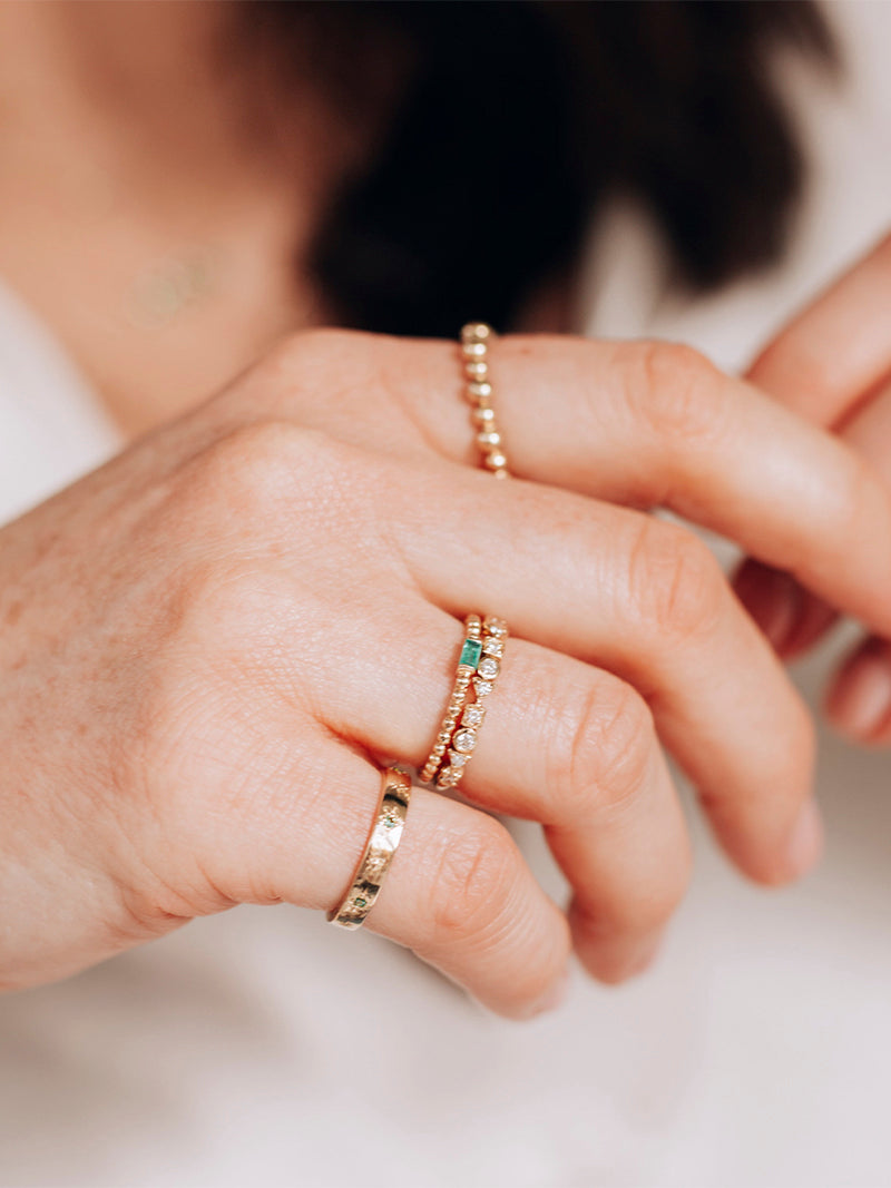 Dew Drop Baguette Stackable Ring