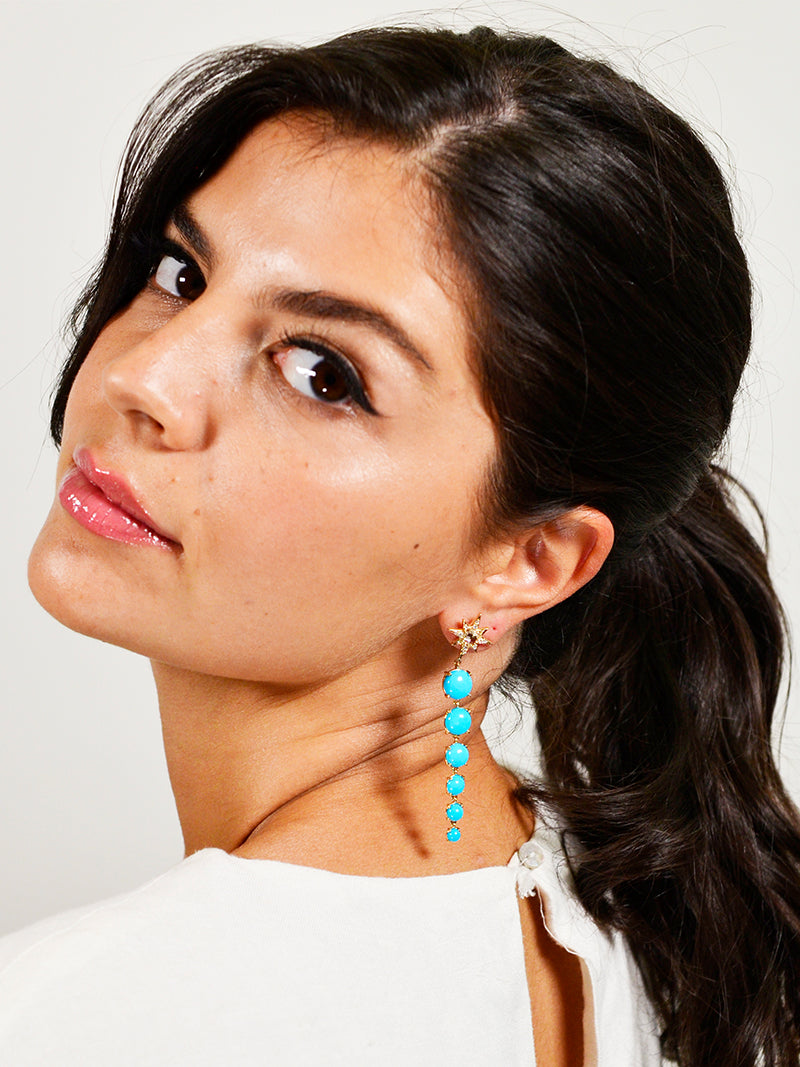 Aztec Long Graduated Starburst Earrings