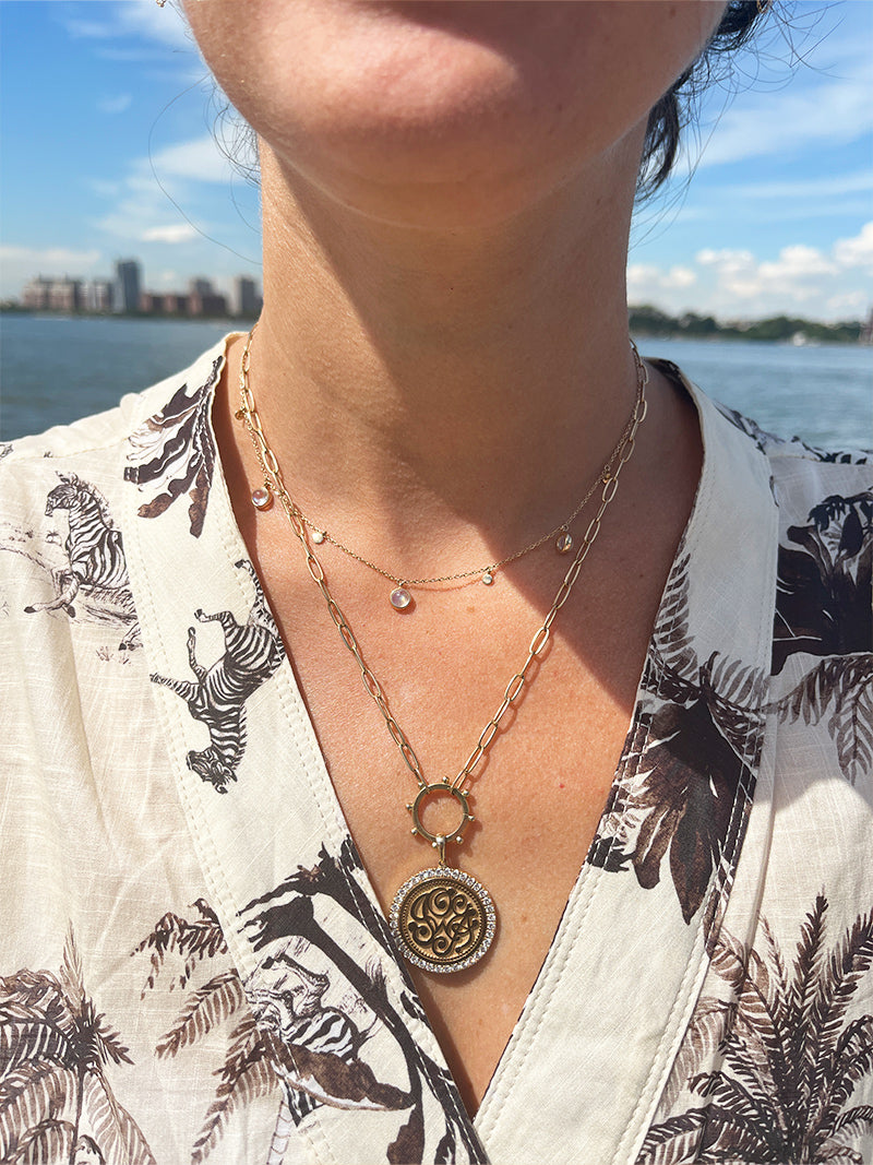 Diamond Monogram Medallion Necklace