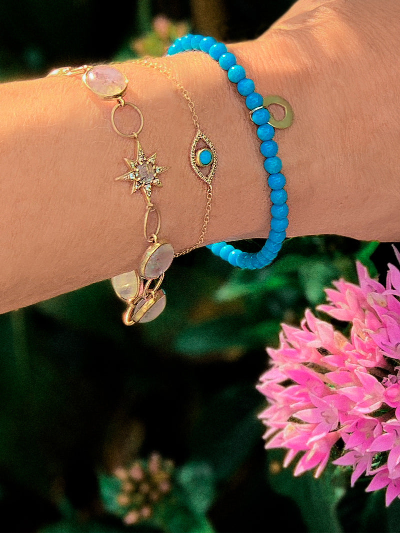 Aztec Moonstone and Starburst Link Bracelet