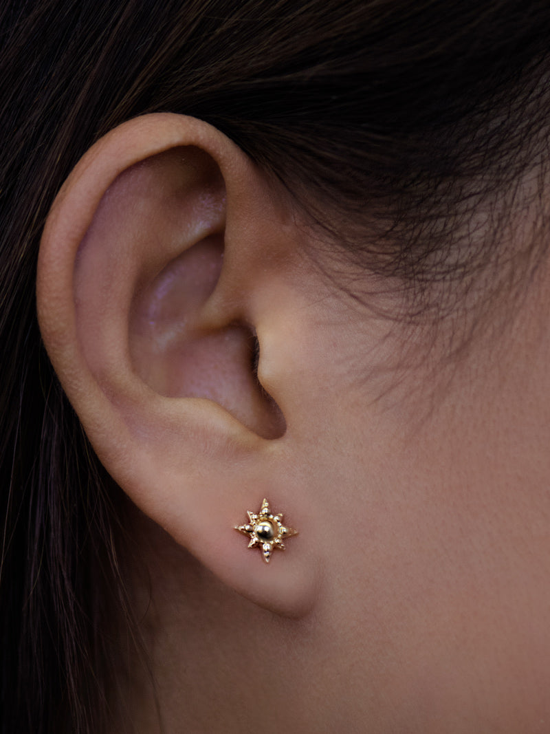 Clous d’Oreilles en Or Massif Éclat d’Étoiles Aztec