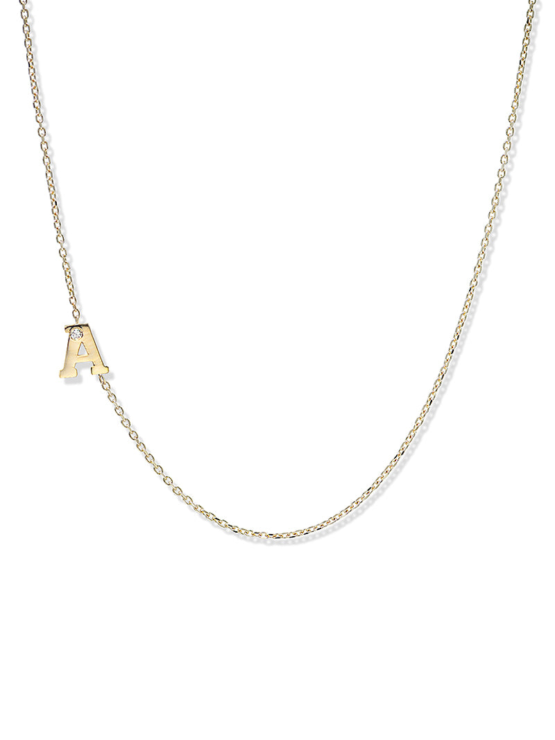 Love Letter Single Diamond Initial Necklace