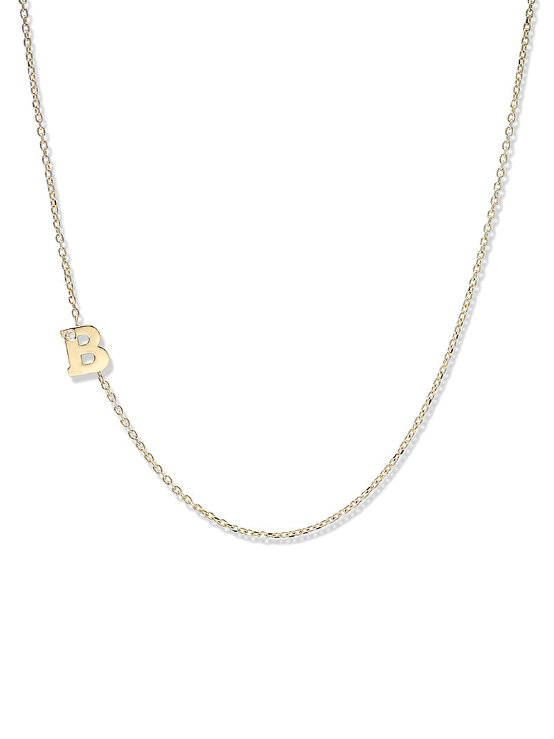 Love Letter Single Diamond Initial Necklace