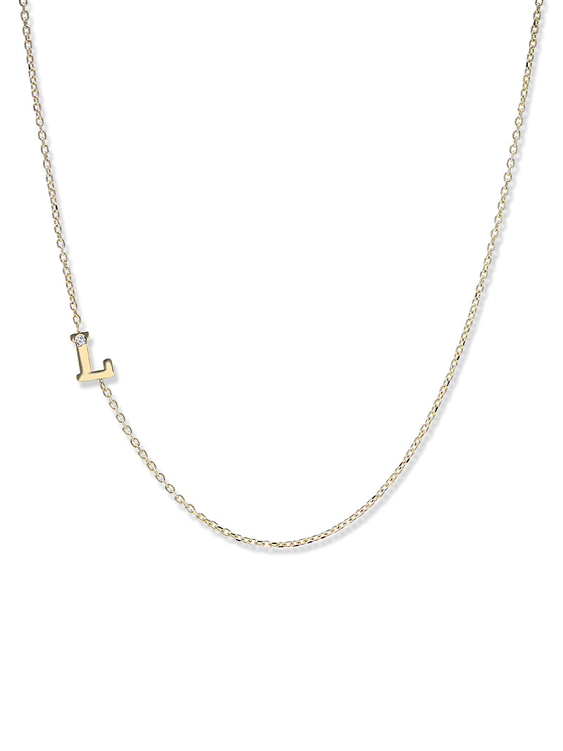 Love Letter Single Diamond Initial Necklace
