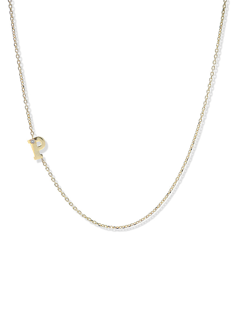 Love Letter Single Diamond Initial Necklace