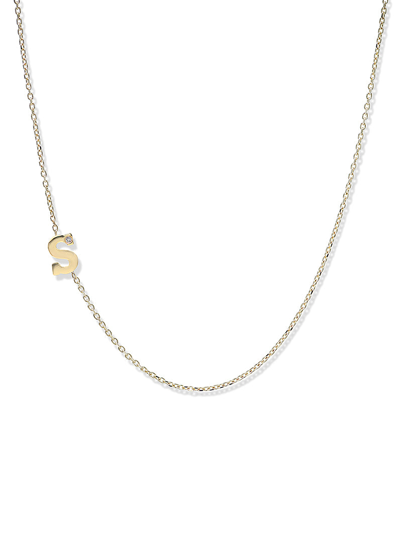 Love Letter Single Diamond Initial Necklace