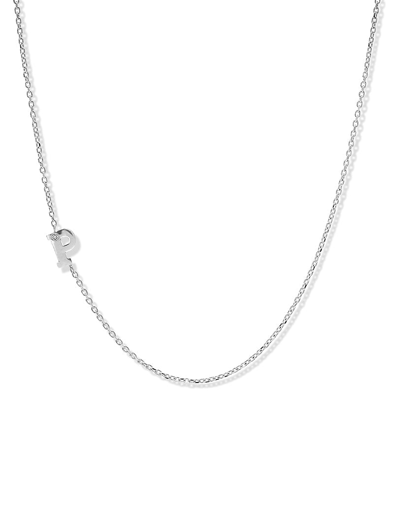 Love Letter Personalized Initial Necklace in White Gold