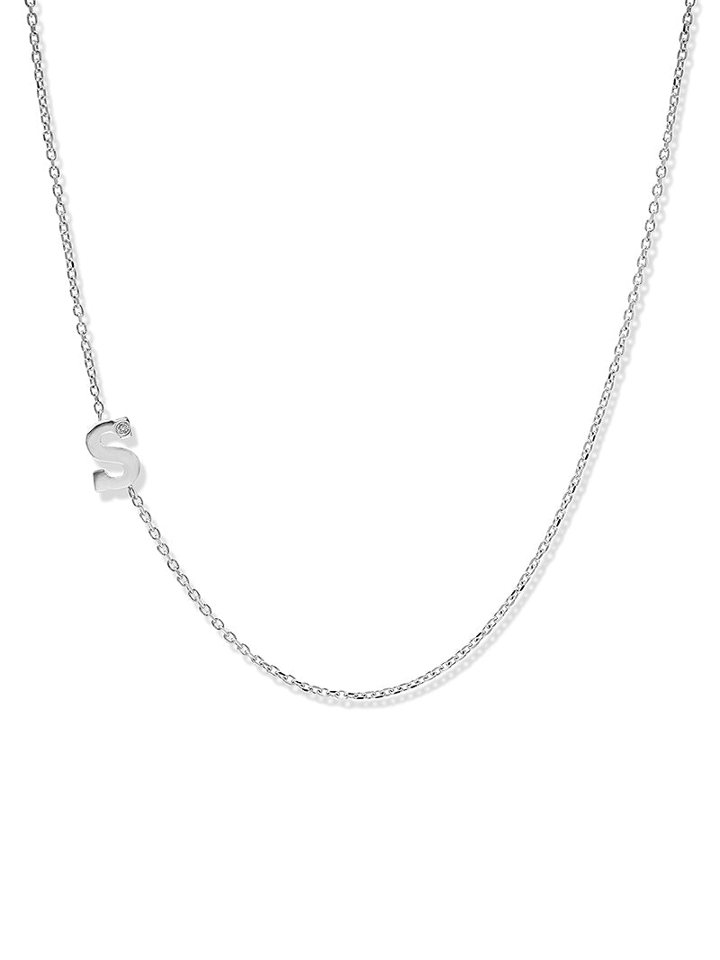Love Letter Personalized Initial Necklace in White Gold