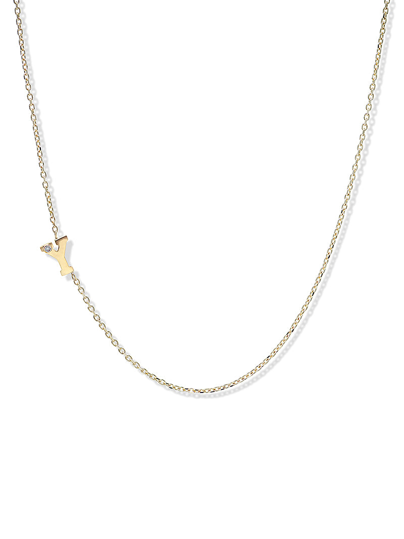 Love Letter Single Diamond Initial Necklace