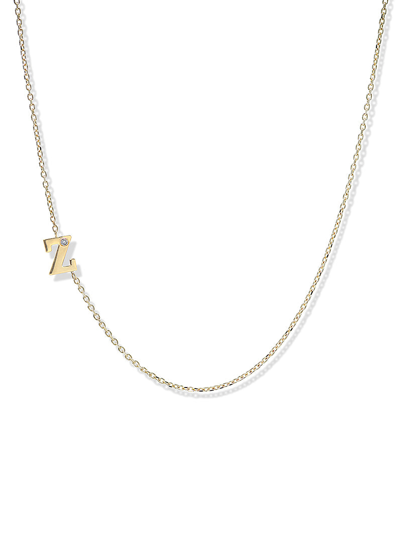 Love Letter Single Diamond Initial Necklace
