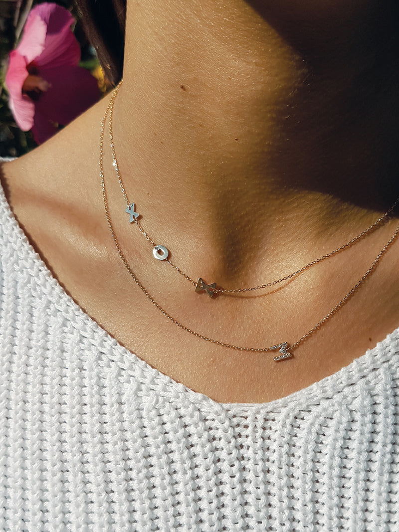 Love Letter Single Diamond Initial Necklace
