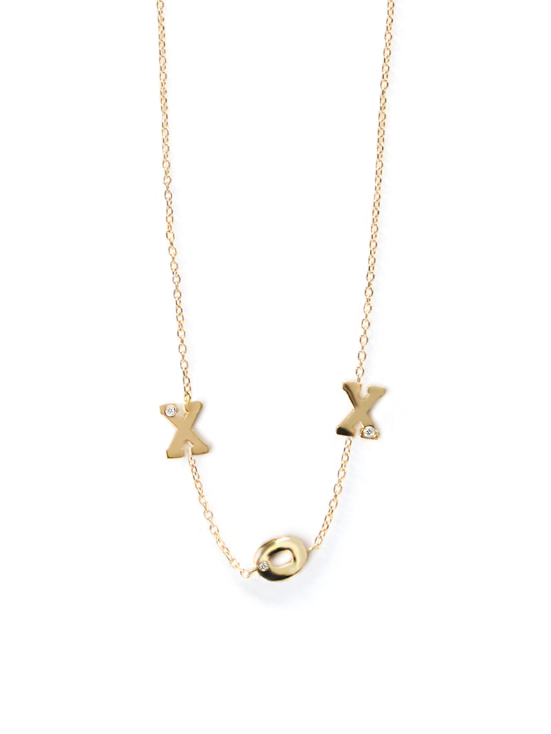 Love Letter X O X Diamond and Gold Necklace