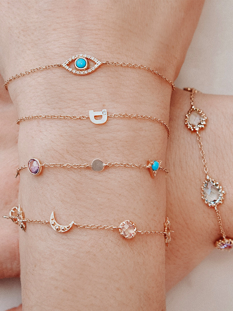 Love Letter Single Diamond Initial Bracelet