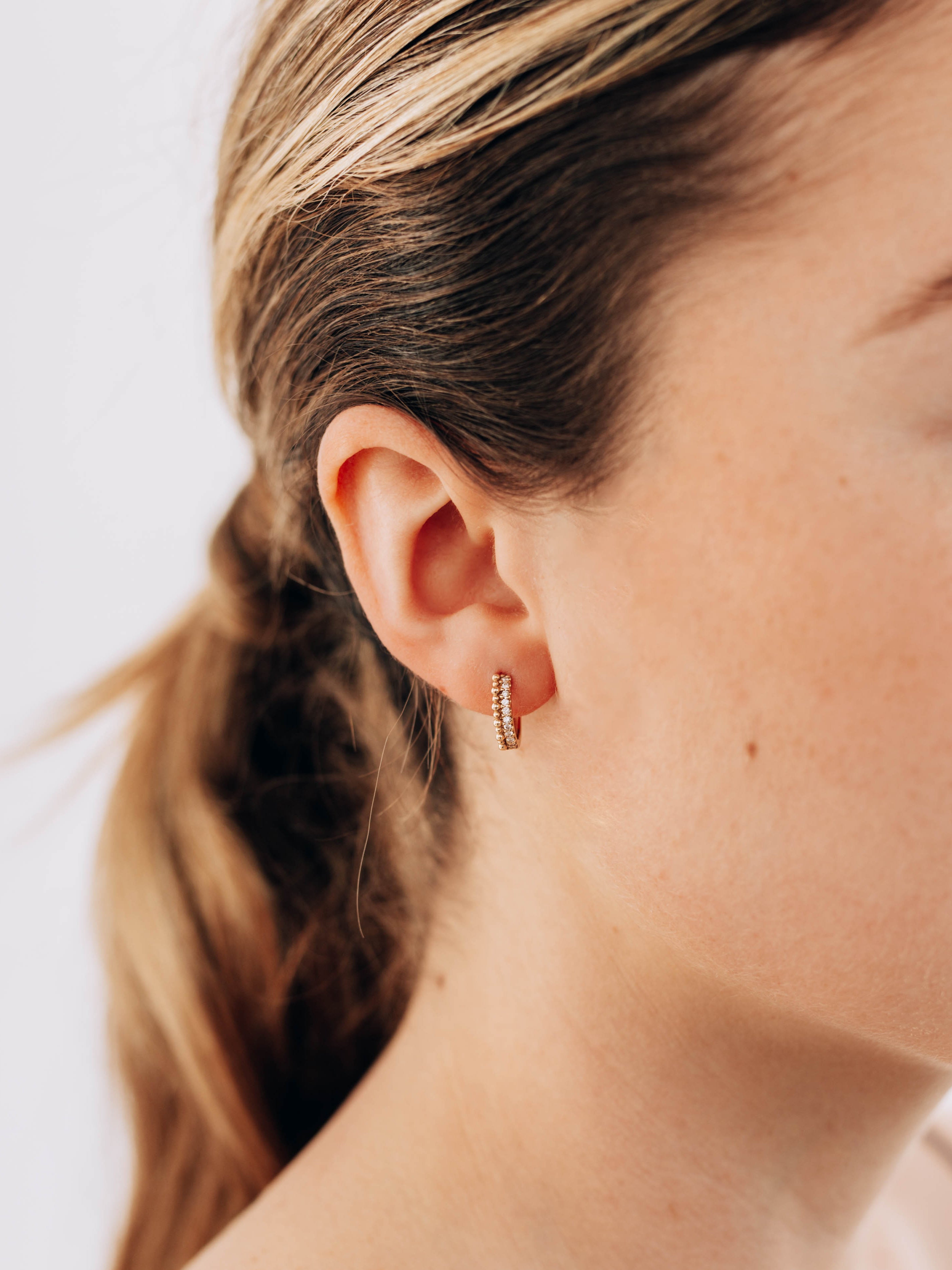 Dew Drop Diamond Pavé Double Huggies