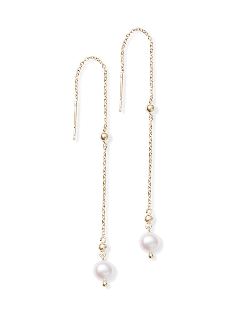 Dew Drop Pearl Threader Earrings