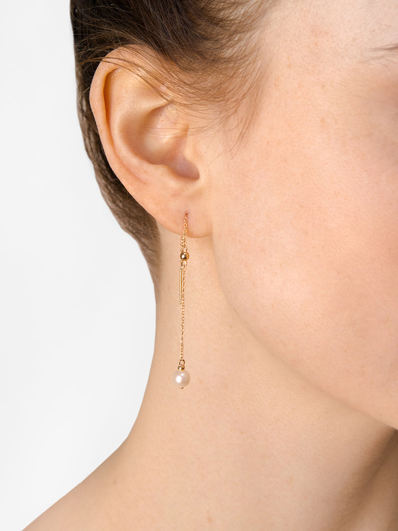 Dew Drop Pearl Threader Earrings