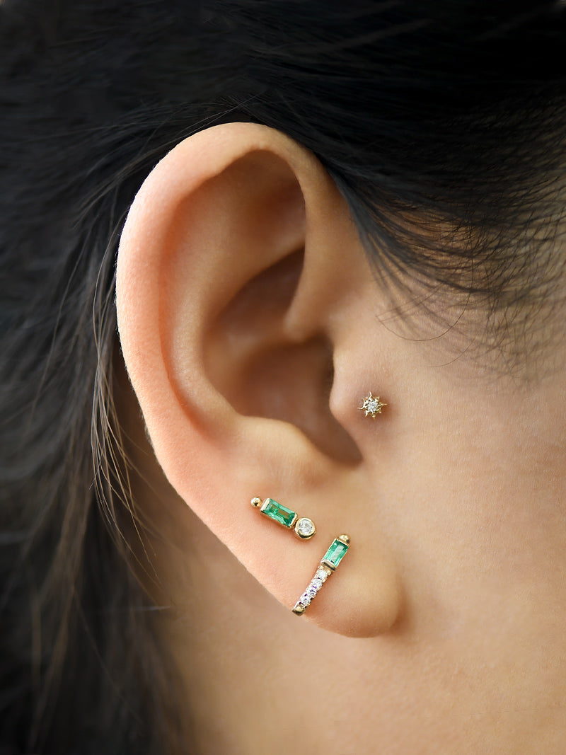 Cléo Emerald Baguette Single Stud