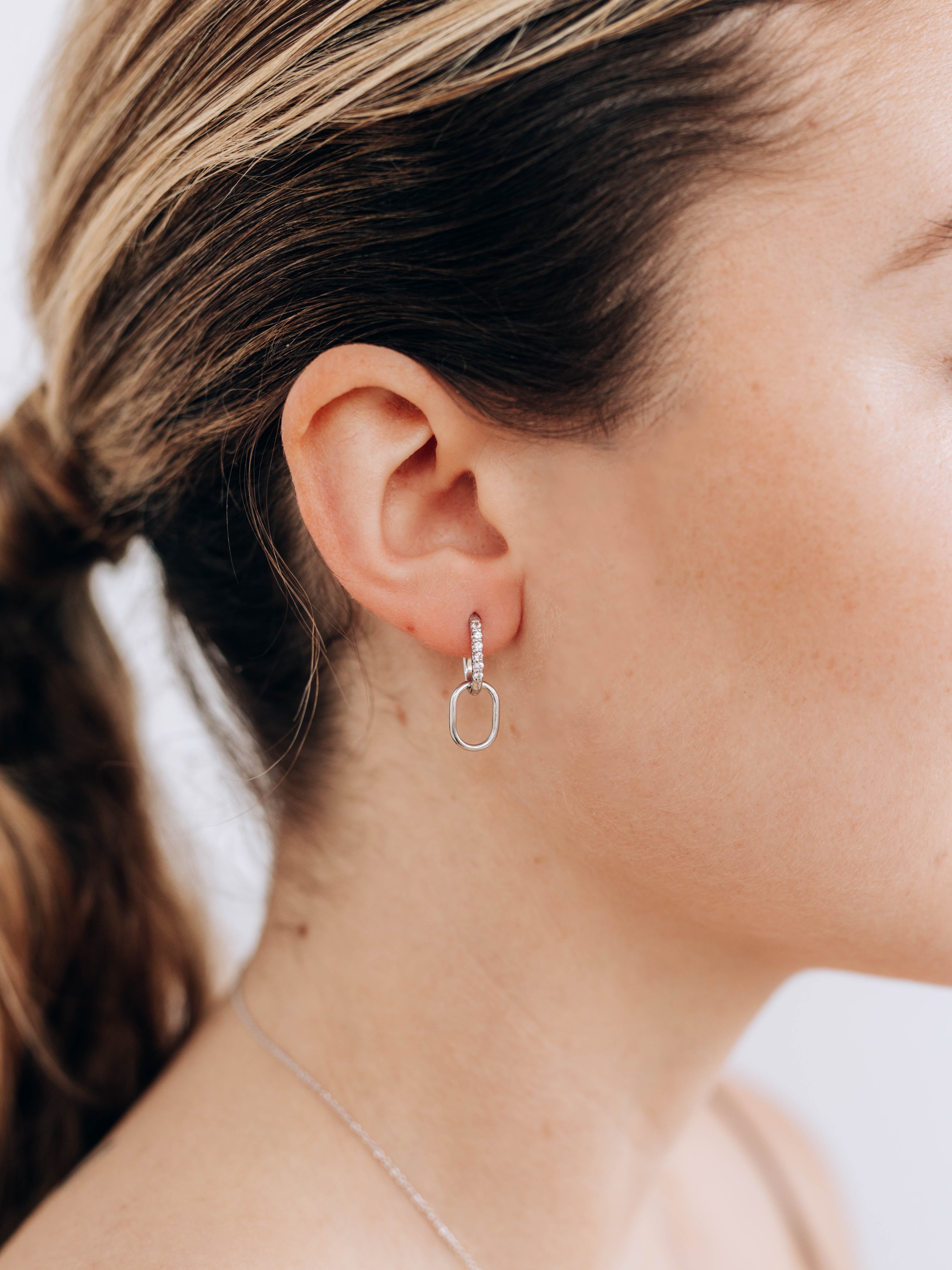 Classique Pavé Paper Clip Hoops