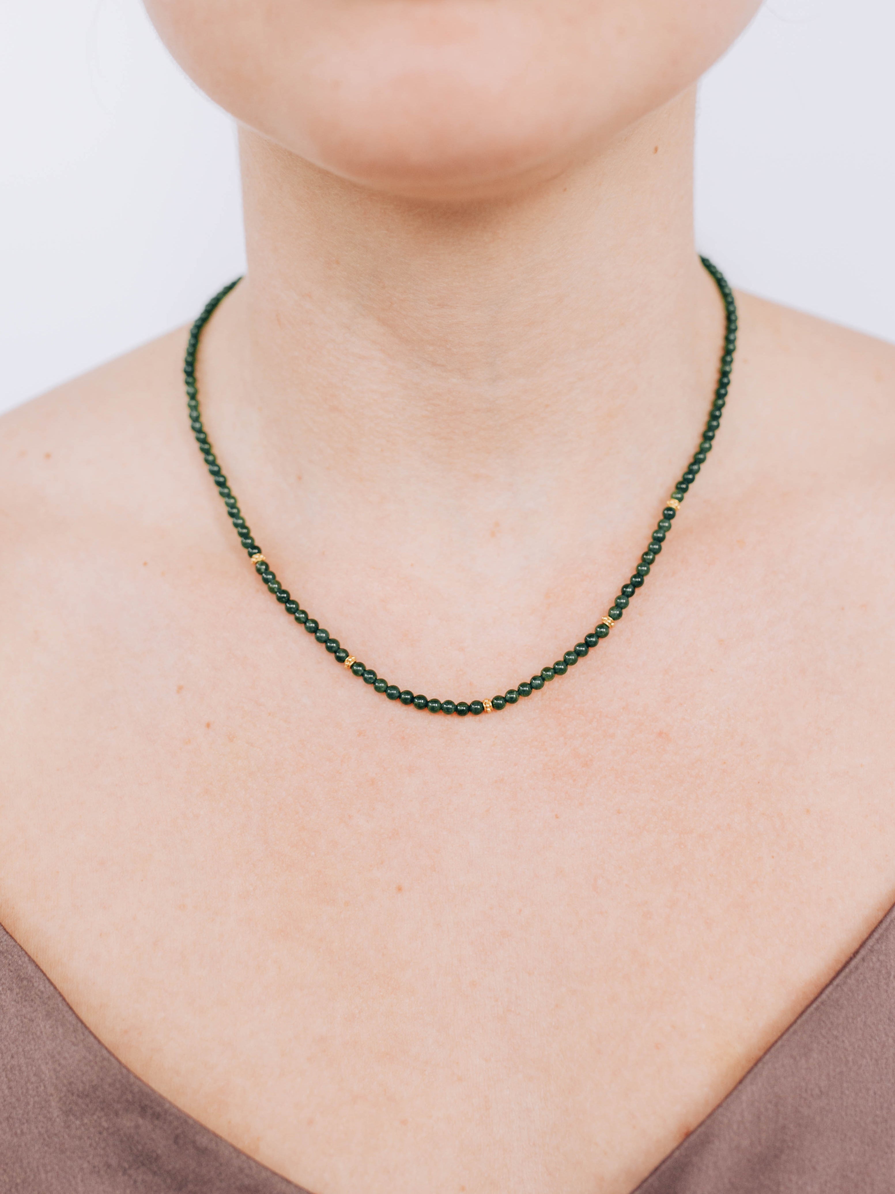 Bohème Dark Green Jade Necklace
