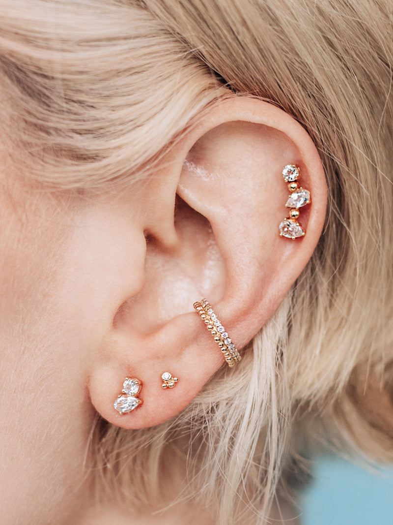Manchette d'oreille en pavé Double Dew Drop
