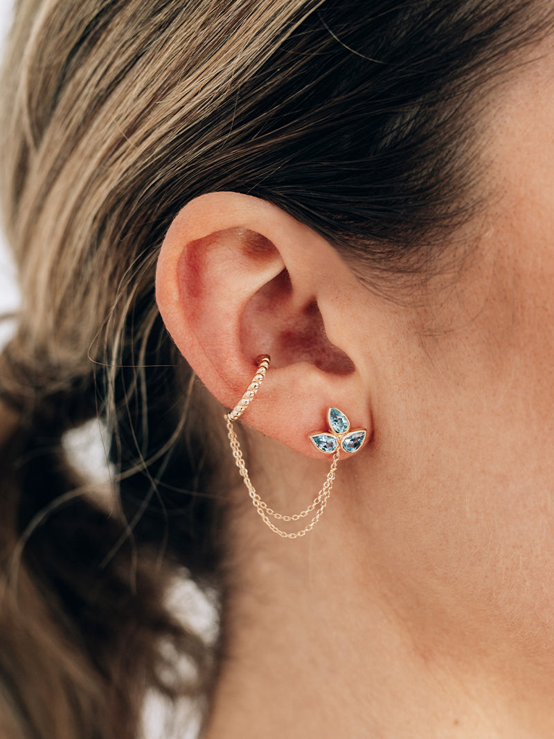 Bouquet Fleur de Lys Boucle d'Oreille avec Chaîne