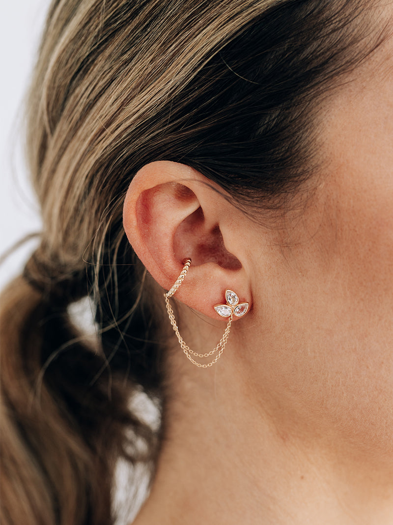 Bouquet Fleur Ear Cuff with Chain