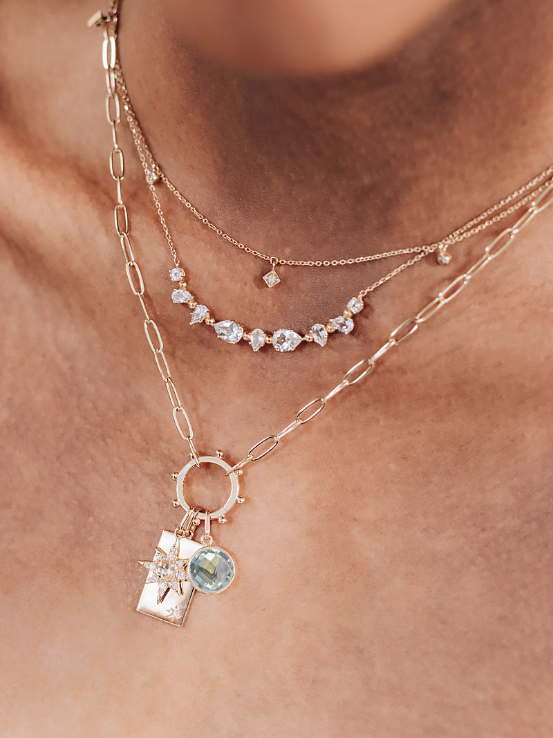 Collier Clip Rehausseur avec Éclat d'étoile et Améthyste Verte