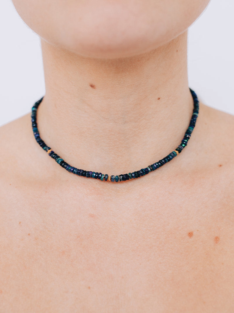 Bohème Faceted Midnight Blue Rondelle Necklace