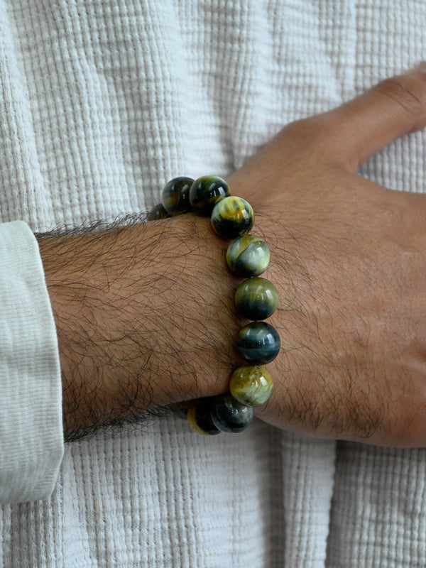 Bracelet Bohème Œil de Tigre Doré pour Homme