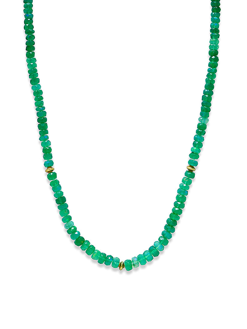 Bohème Faceted Green Opal Rondelle Necklace