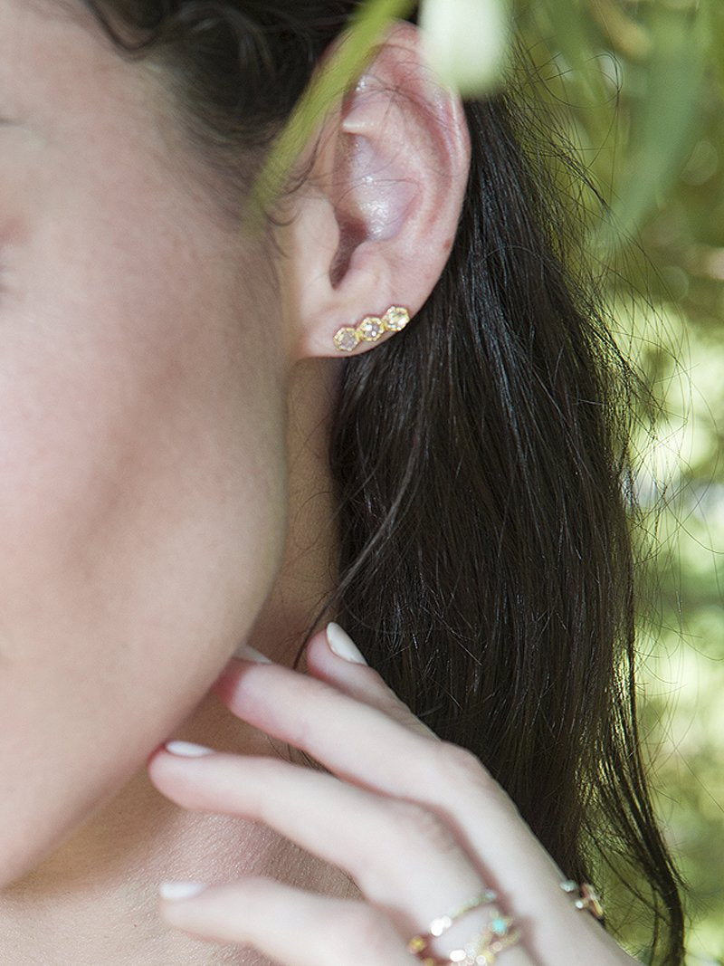 Jac+Jo Hexagon Ear Climbers