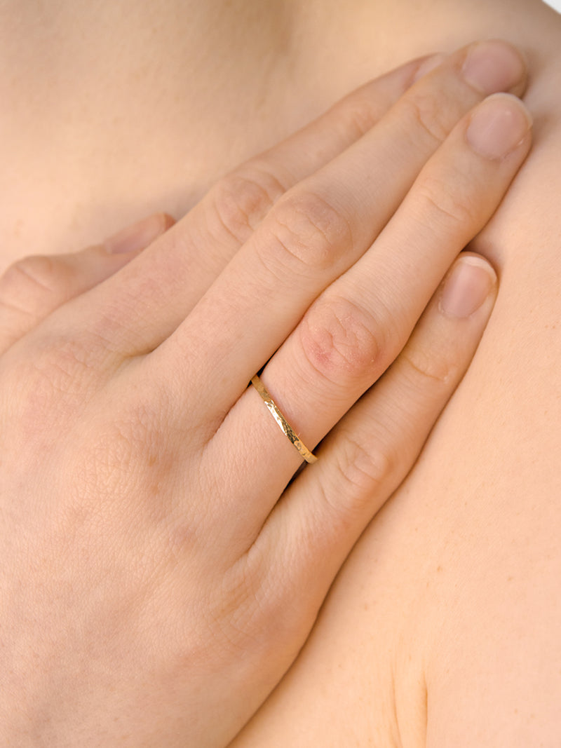 Jac+Jo Gold Hammered Ring Band