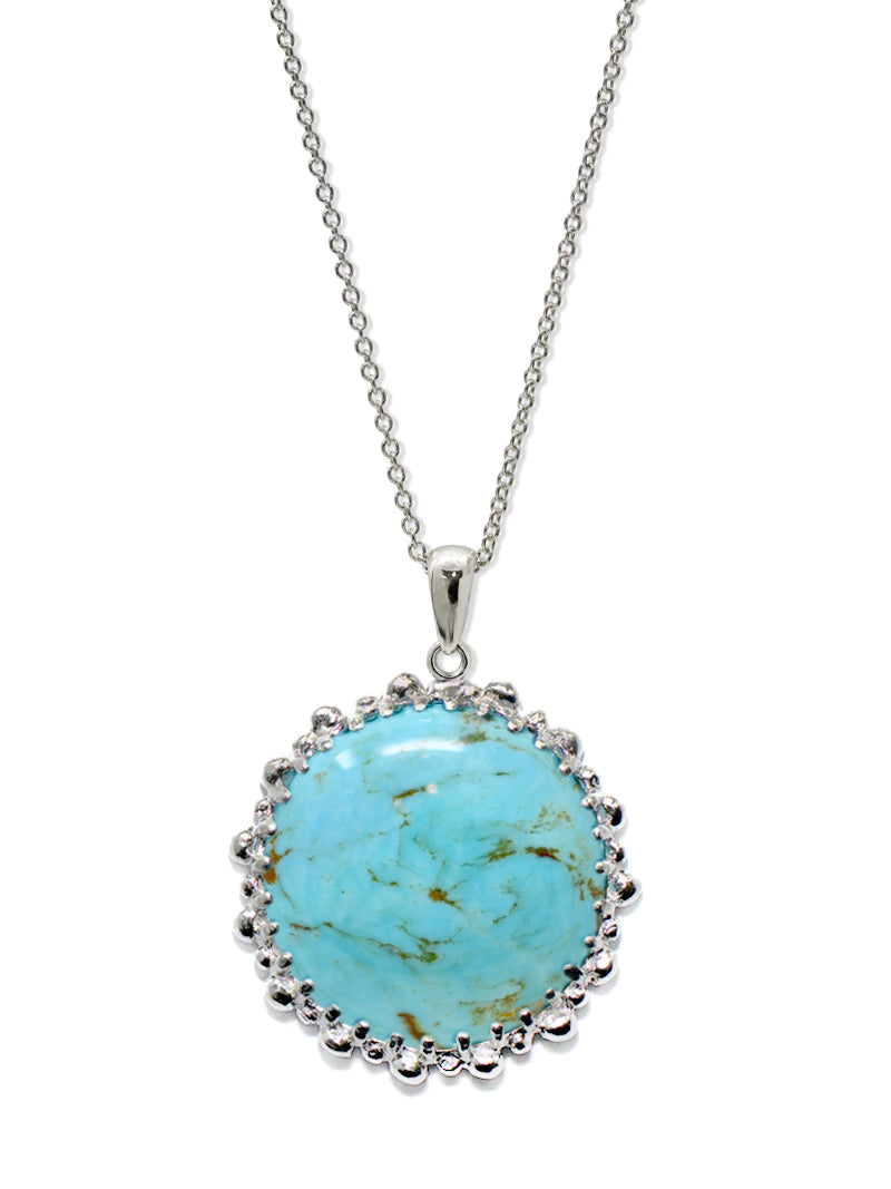 Dew Drop Large Enhancer Necklace - Turquoise & Silver