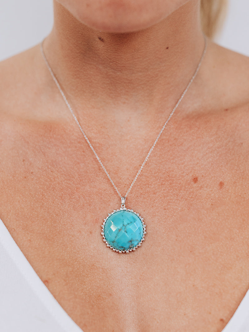 Dew Drop Faceted Round Turquoise Necklace
