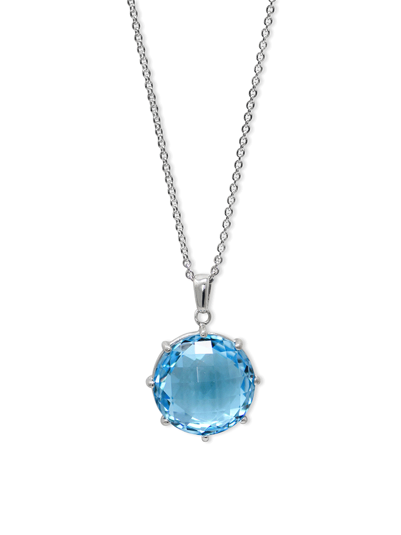 Collier Rond Classique - Topaze Bleu et Argent