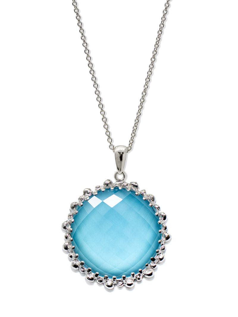 Dew Drop Large Round Turquoise Doublet Necklace