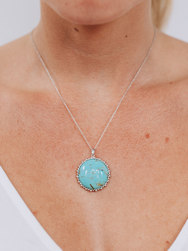 Dew Drop Large Enhancer Necklace - Turquoise & Silver