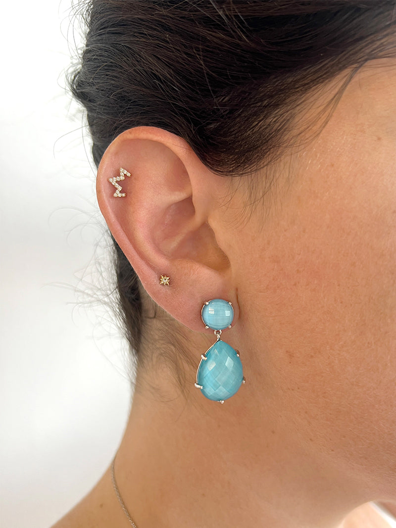 Boucles d'oreilles Classique Doublet Turquoise Argent