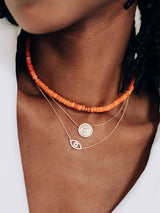 Collier Rondelle Opale Lisse Orange Bohème