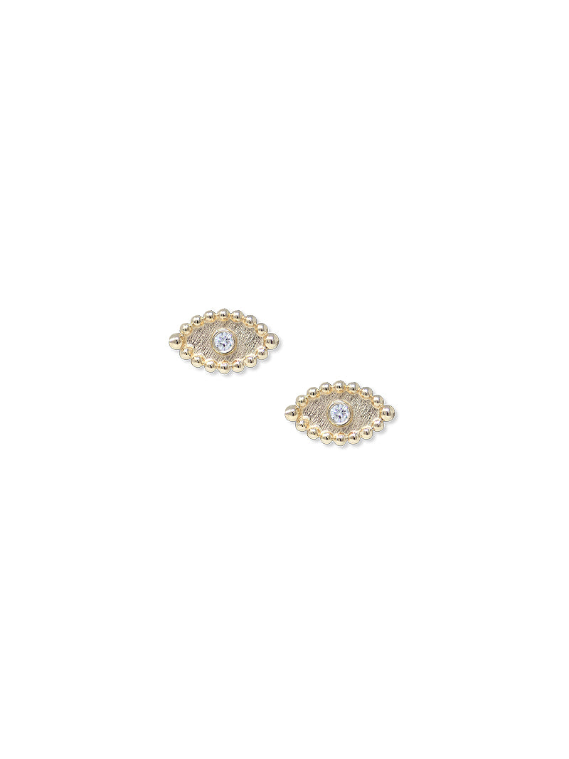 Dew Drop Diamond Evil Eye Studs