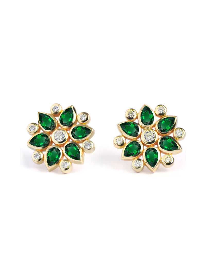 Bezel Bouquet Pétale Boutons D'oreille