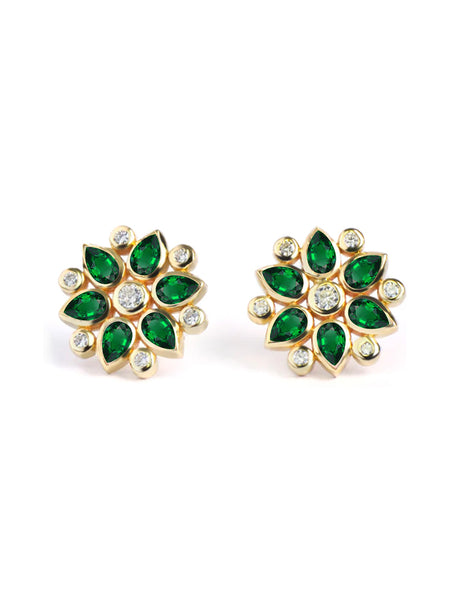 ANZIE | 14k Gold & Emerald Bezel Bouquet Petal Studs
