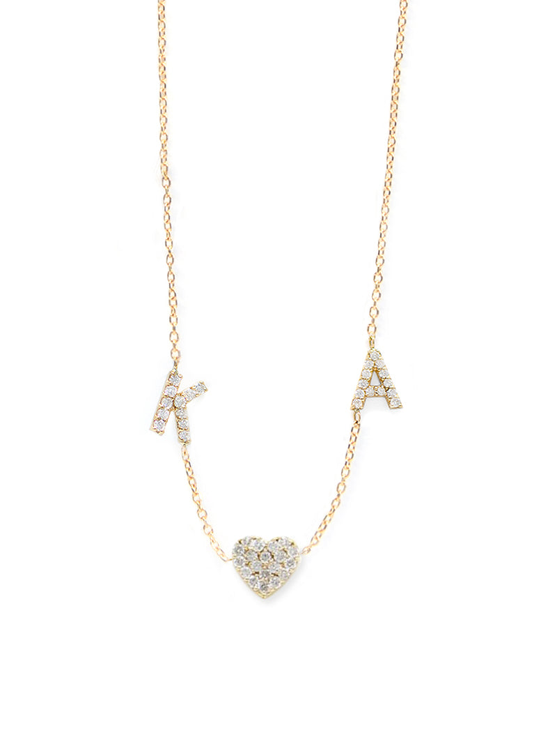 Collier Love Letter Personalisable de A à Z en Pavé