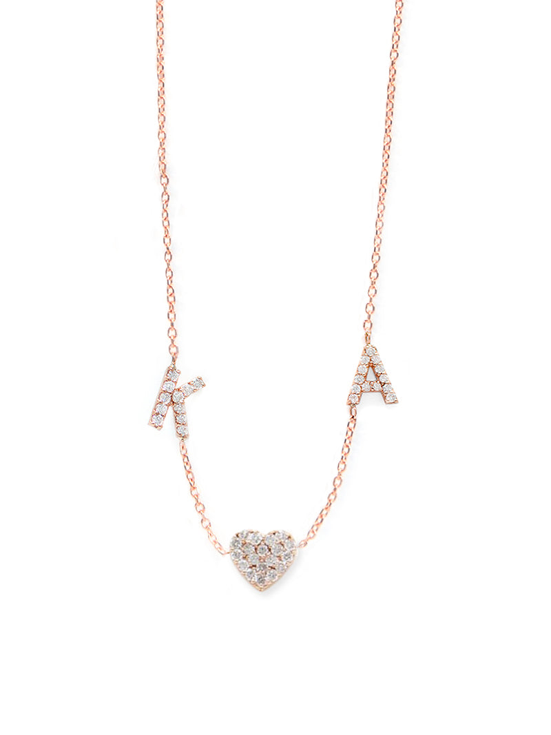 Collier Love Letter Personalisable de A à Z en Pavé