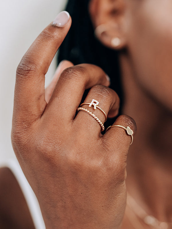 Bague A à Z en Pavé Love Letter