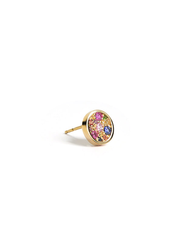 Round Cléo Pavé Multicolor Sapphire Studs