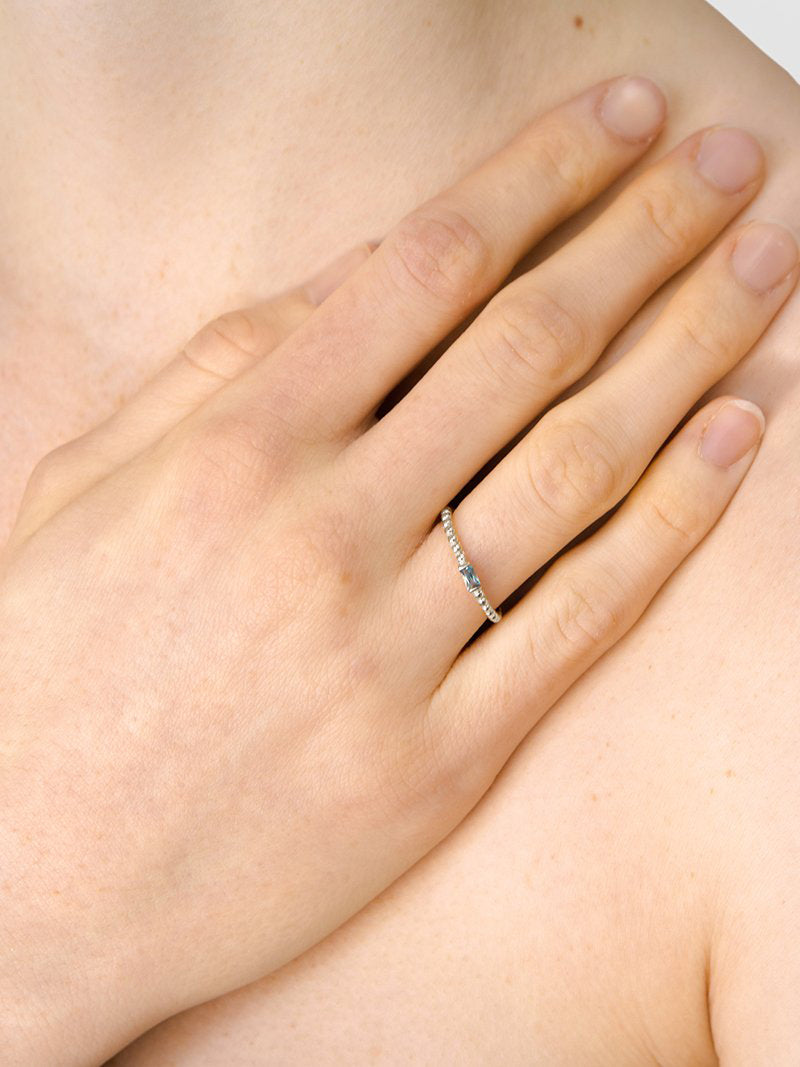 Dew Drop Baguette Stackable Ring