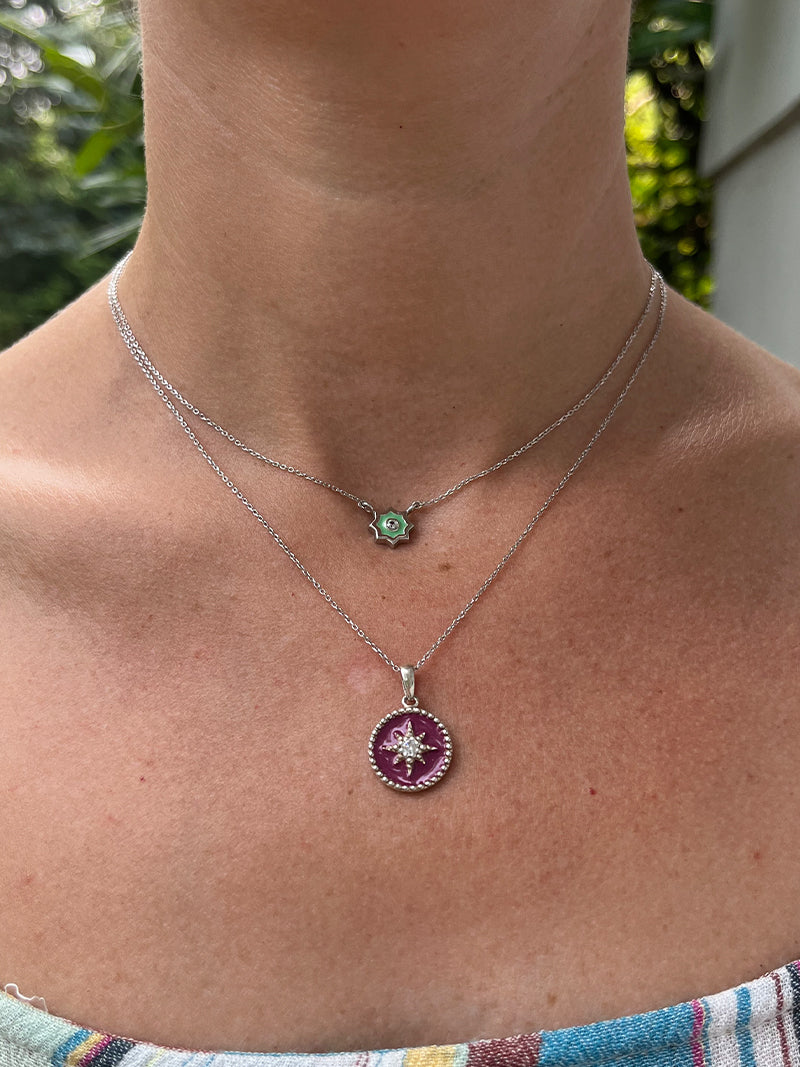 Médaillon Aztèque Starburst en Émail